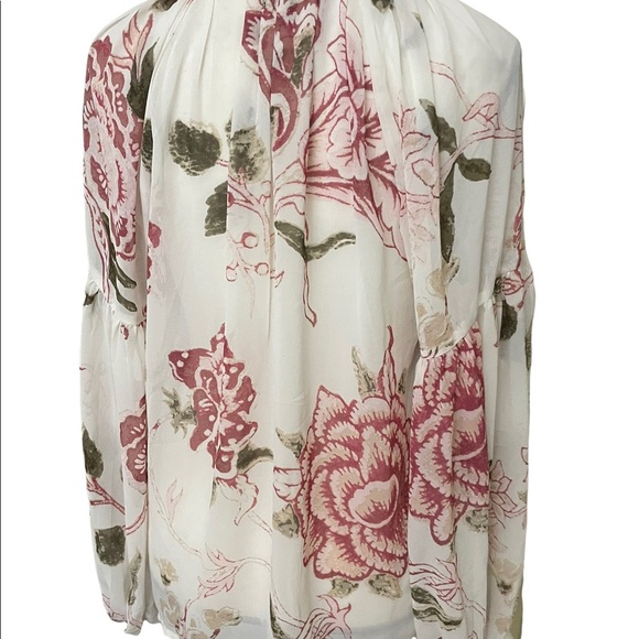 Lucky brand womens long sleeve printed peasant top ruffle details size Medium - Picture 11 of 14